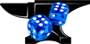 BattleMatVTT logo comprising two six-sided dice over an anvil.